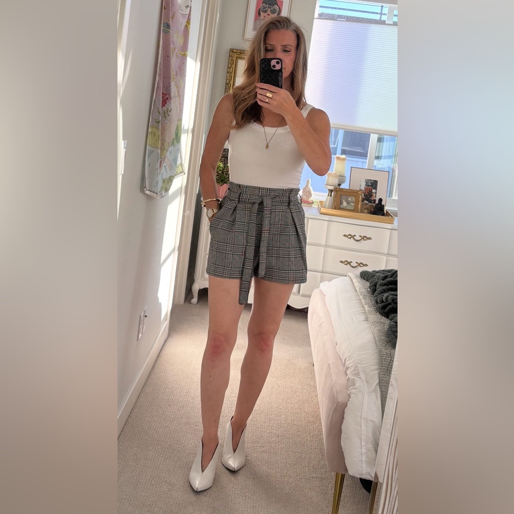 Forever 21 Black and White High Waist Plaid Shorts